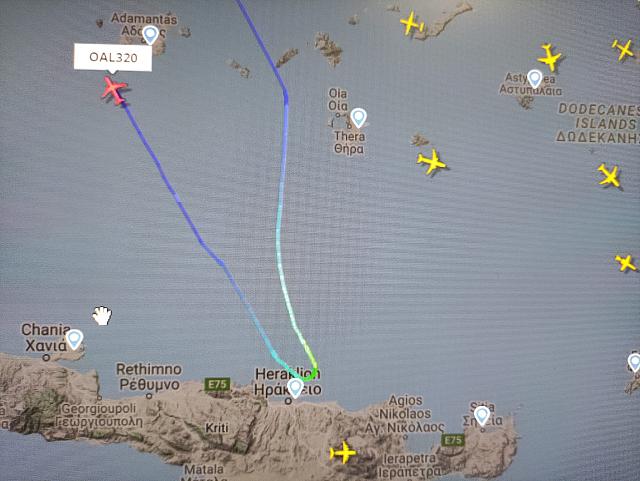 Η πτήση που δεν κατάφερε να προσγειωθεί στο Ηράκλειο.