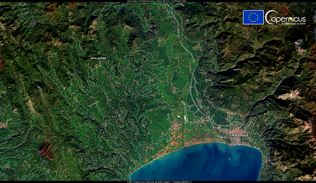 Η ευρύτερη περιοχή της Καλαμάτας στην Ελλάδα.