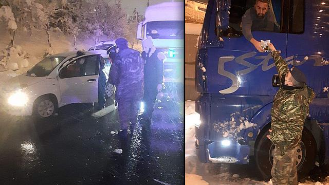 Ο Στρατός στο πλευρό των εγκλωβισμένων οδηγών.