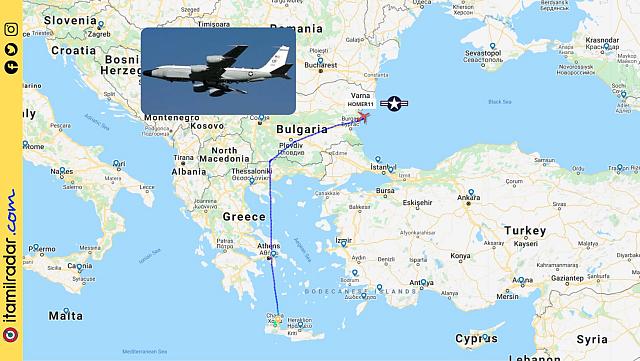 Η πορεία του αεροσκάφους από την Σούδα προς τη Μαύρη Θάλασσα.