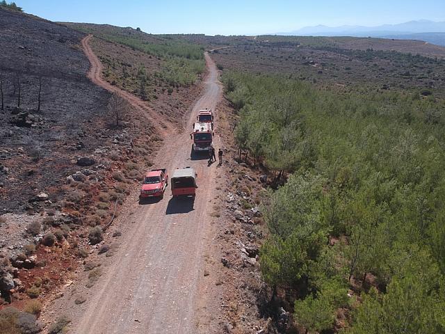 Η καμένη έκταση στο δάσος της Κέρης ...από ψηλά