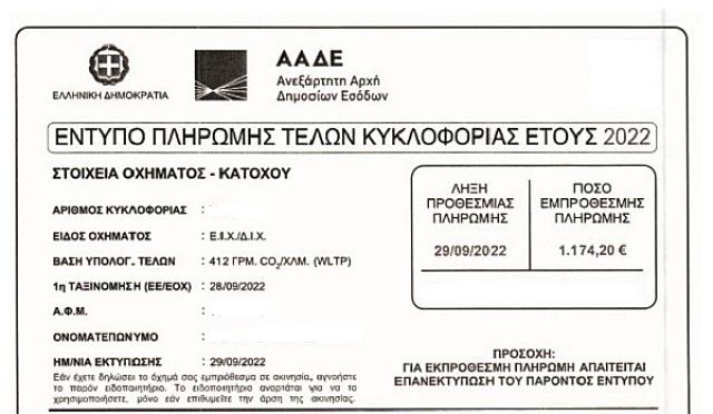 τελη κυκλοφορίας