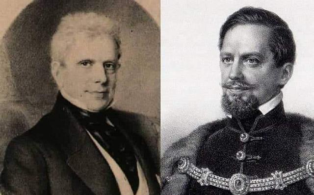 Ο Γεώργιος Σίνας (αριστερά). Δεξιά ο γιος του Σίμωνας