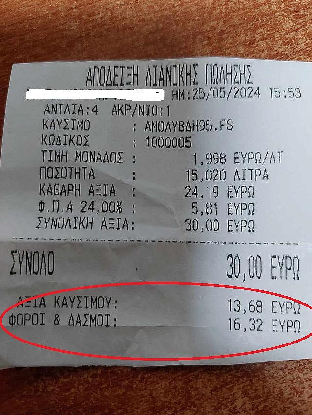 βενζινάδικο απόδειξη