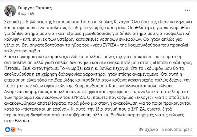 Γιώργος Τσίπρας ανάρτηση