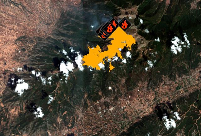 Δορυφορική εικόνα από τη φωτιά στο Παγγαίο