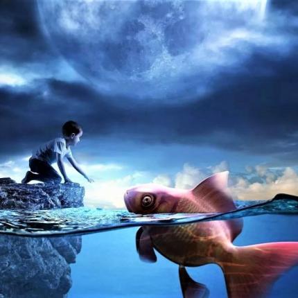 παιδί-ψάρι-νεα σεληνη στους ιχθύς