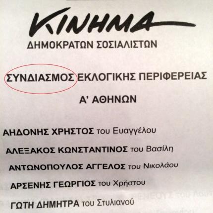 Το ... λάθος στο ψηφοδέλτιο του κόμματος του Γ. Παπανδρέου