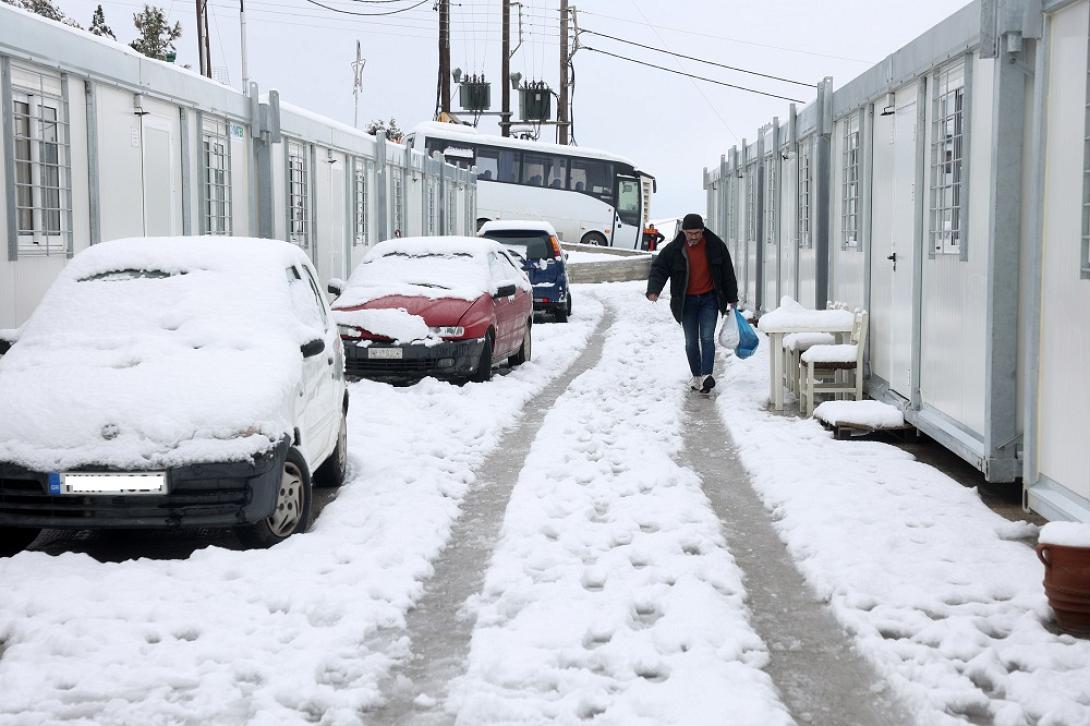 χιόνια στους οικίσκους του Αρκαλοχωρίου