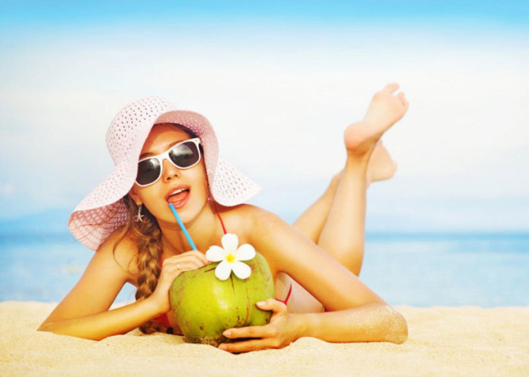summer, drinks, woman, fruits, sea