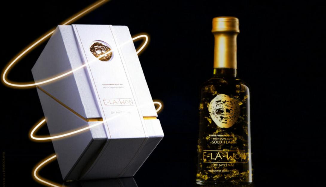  λάδι της εταιρείας Ε-LA-WON με φύλλα χρυσού