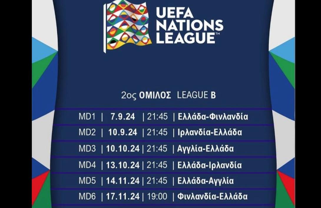Εθνική Ελλάδας: Το πρόγραμμα στο Nations League