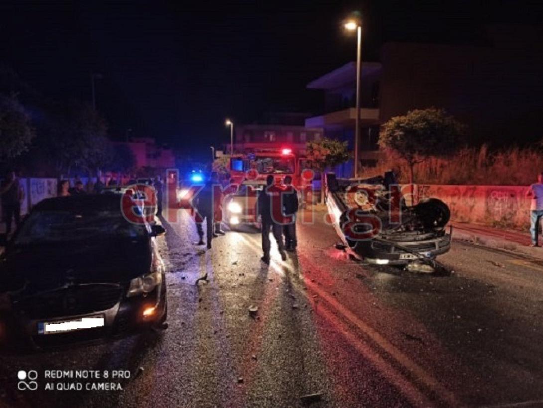 Τρελή πορεία αυτοκινήτου που έπεσε πάνω σε άλλο όχημα και ανετράπη