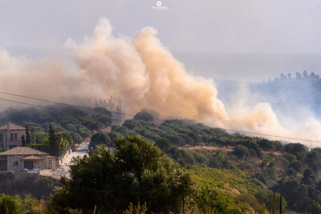 Το μέτωπο της πυρκαγιάς. Φώτο: Γιώργος Τριβυζαδάκης.