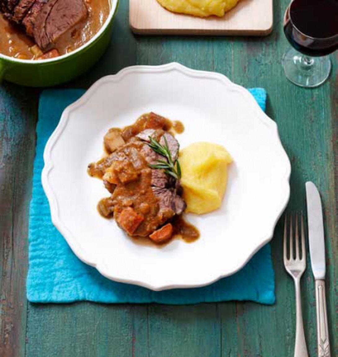 Μοσχάρι με πουρέ κάστανο