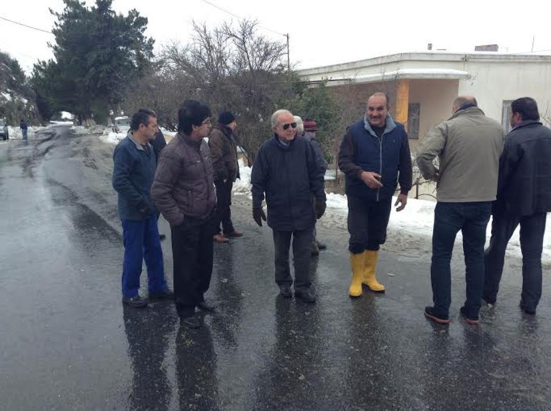 Επίσκεψη Β.Λαμπρινού και αντιδημάρχων σε χωριά του Δήμου για τα προβλήματα από τις χιονοπτώσεις