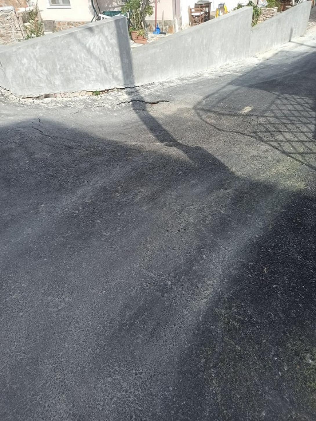 σοβαρή ζημιά στο οδόστρωμα