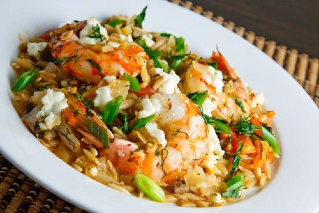 Κριθαράκι με γαρίδες και φέτα