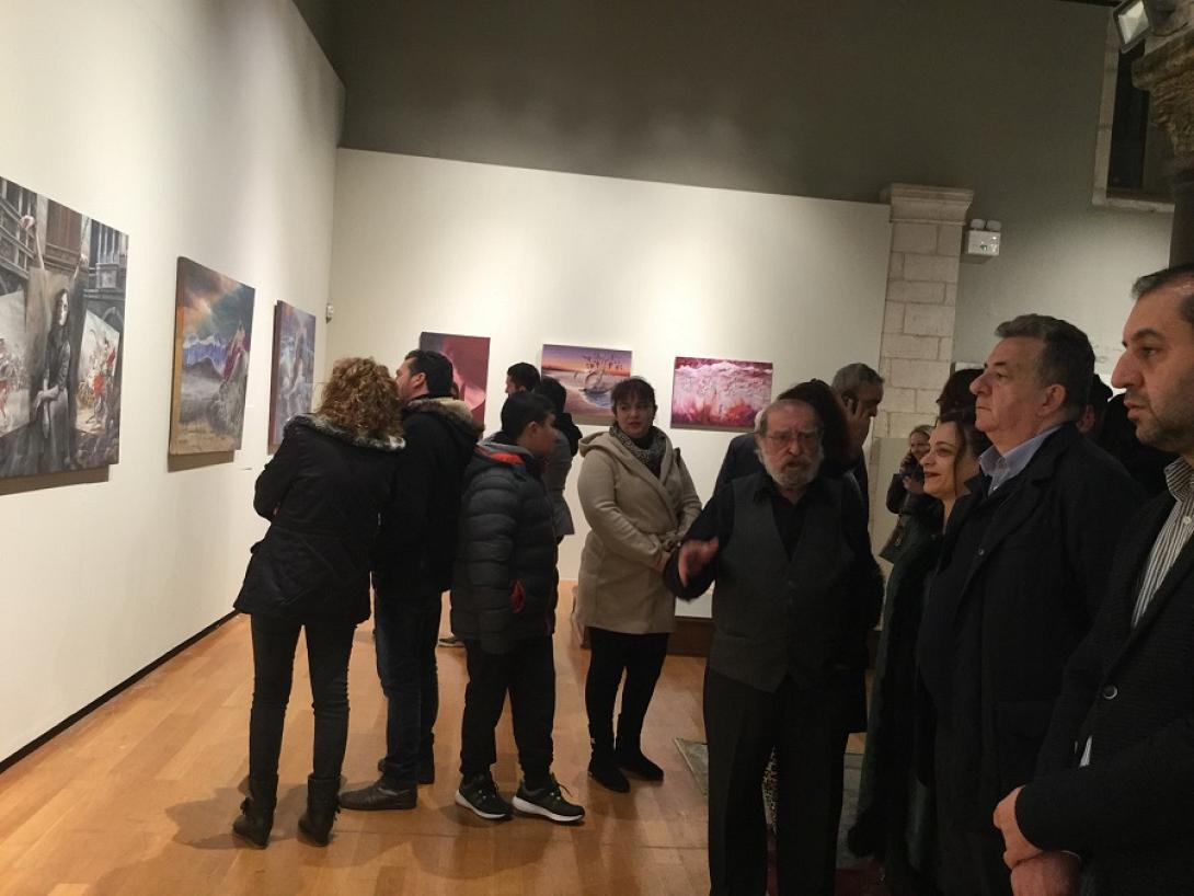 Ρουσσέτος Παναγιωτάκης - Σταύρος Αρναουτάκης - Κ. Φασουλάκης- Από τα εγκαίνια της έκθεσης