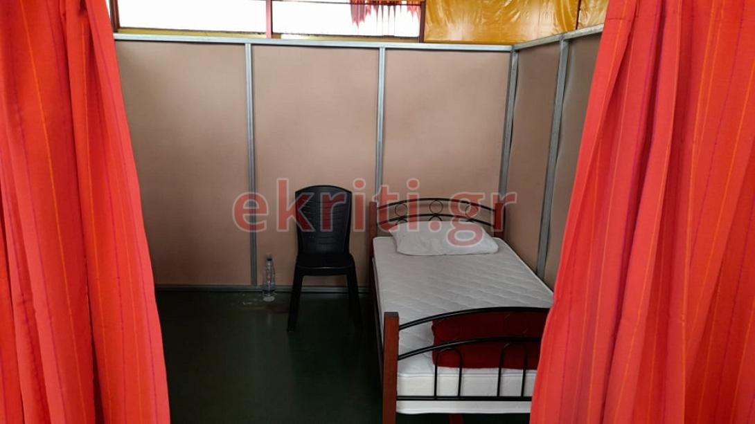 Δωμάτιο σεισμόπληκτου στο Κλειστό Γυμναστήριο Αρκαλοχωρίου