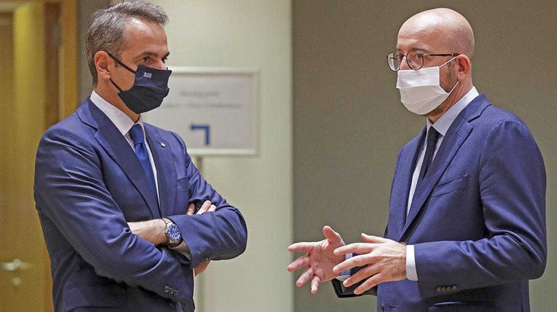 Ο Κυριάκος Μητσοτάκης με τον πρόεδρο του Ευρωπαϊκού Συμβουλίου Σαρλ Μισέλ
