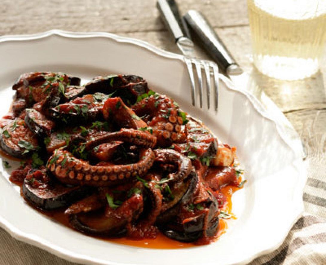 Χταπόδι με μελιτζάνες