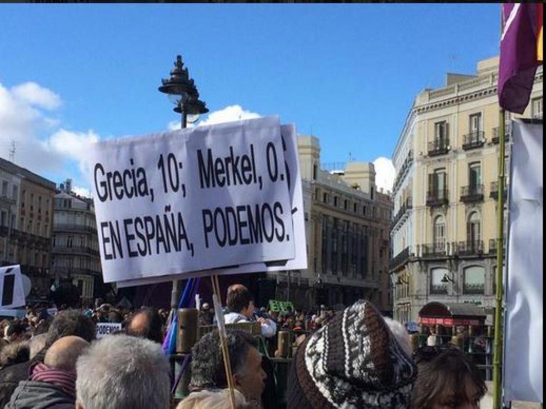 Με ελληνικές σημαίες βγήκε το Podemos στους δρόμους της Μαδρίτης 