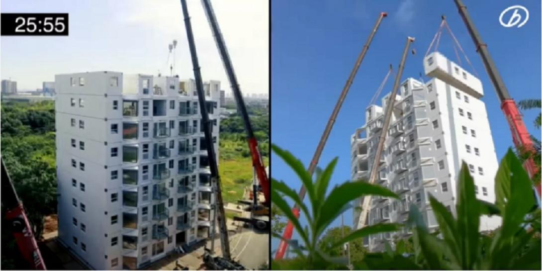 Κινέζοι ανέγειραν 10όροφη πολυκατοικία σε 29 ώρες, με πλήρως επιπλωμένα διαμερίσματα  