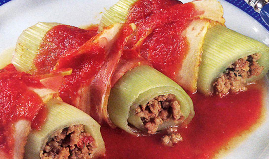 Πράσα με κιμά γεμιστά