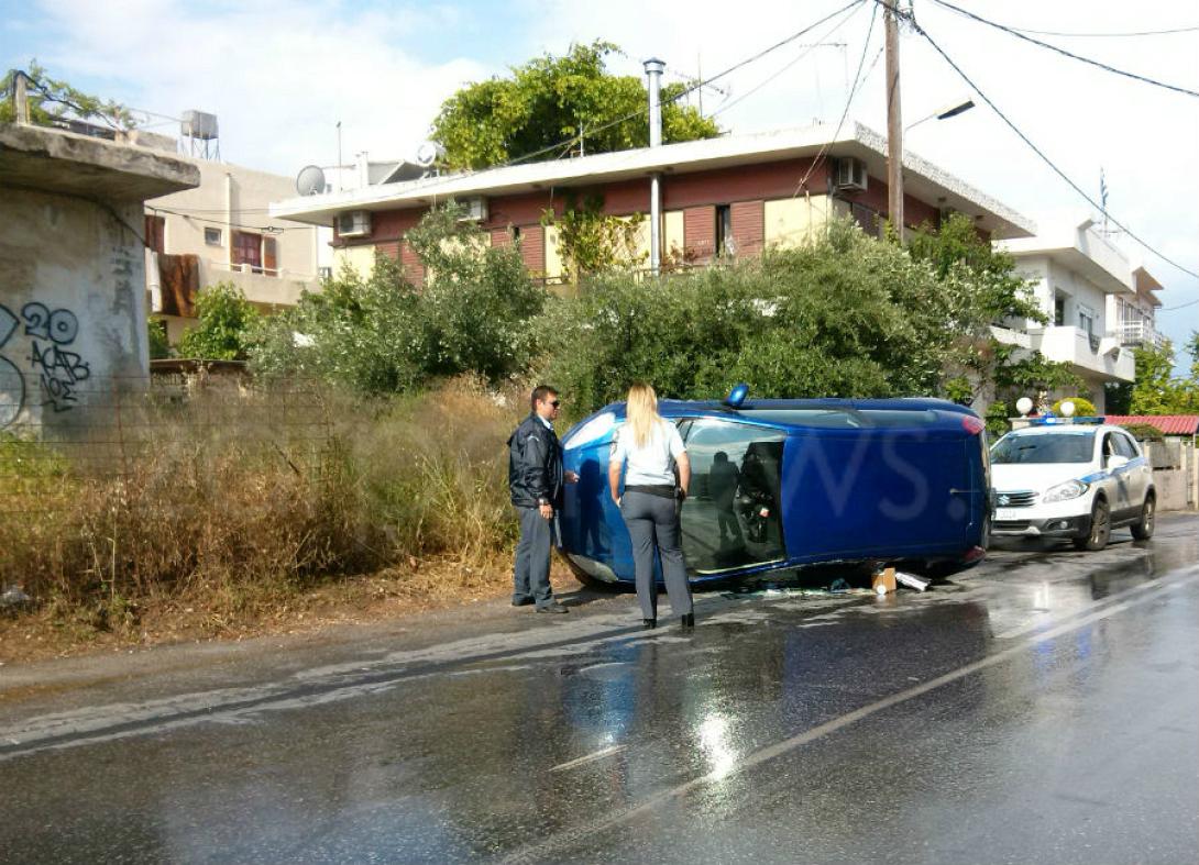 ανατροπή αυτοκινήτου χανιά
