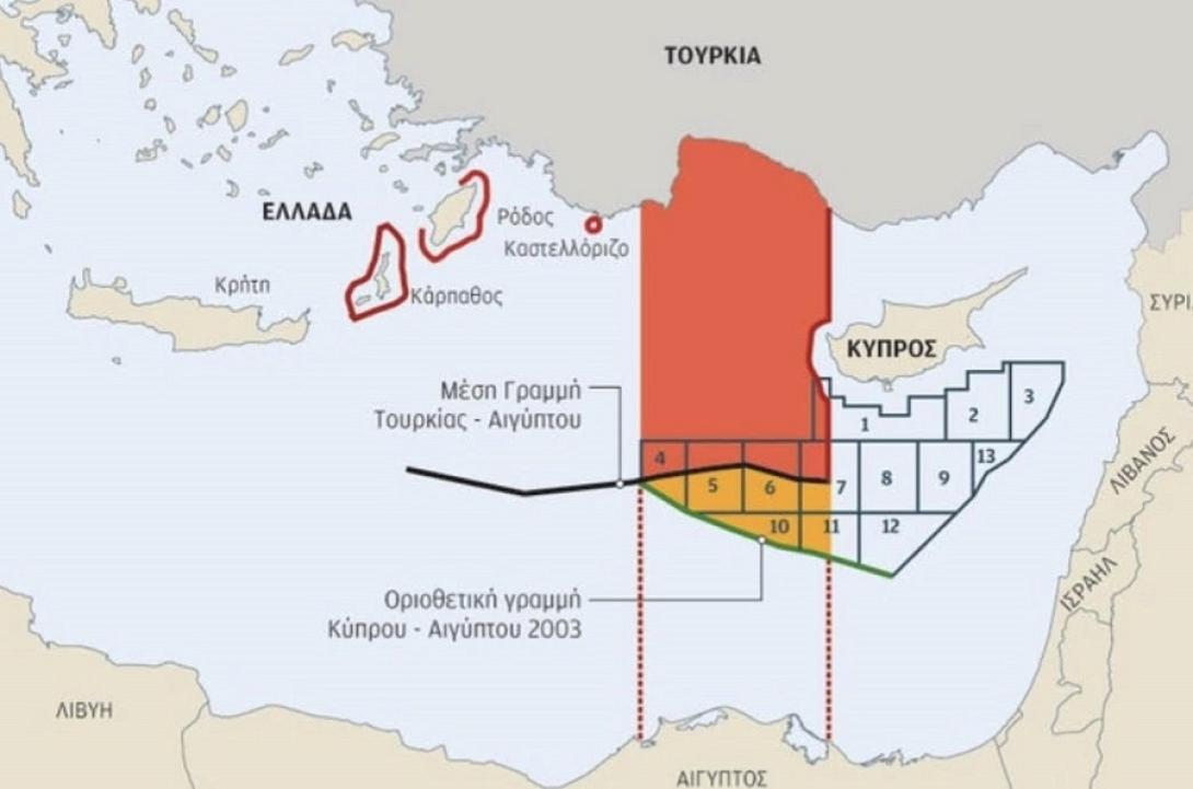 Χάρτης στην Κυπριακή ΑΟΖ