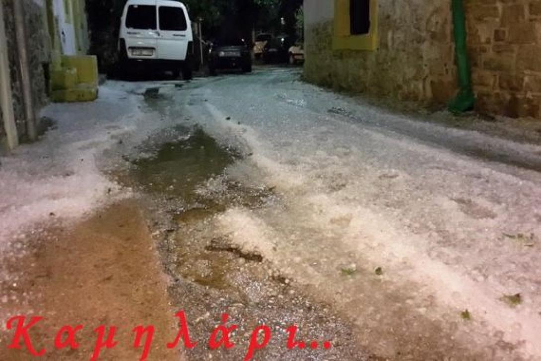 Χτυπήθηκε από χαλάζι η Μεσαρά τρίτη φορά μέσα σε λίγες ημέρες 
